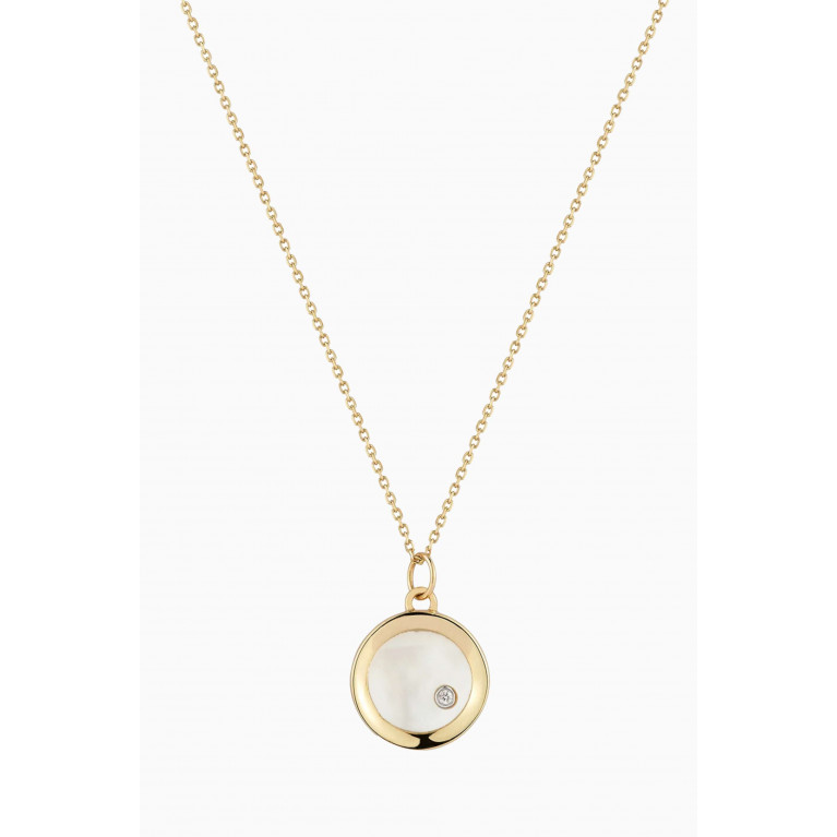 Mateo New York - Mother-of-Pearl Diamond Dot Coin Necklace in 14kt Gold
