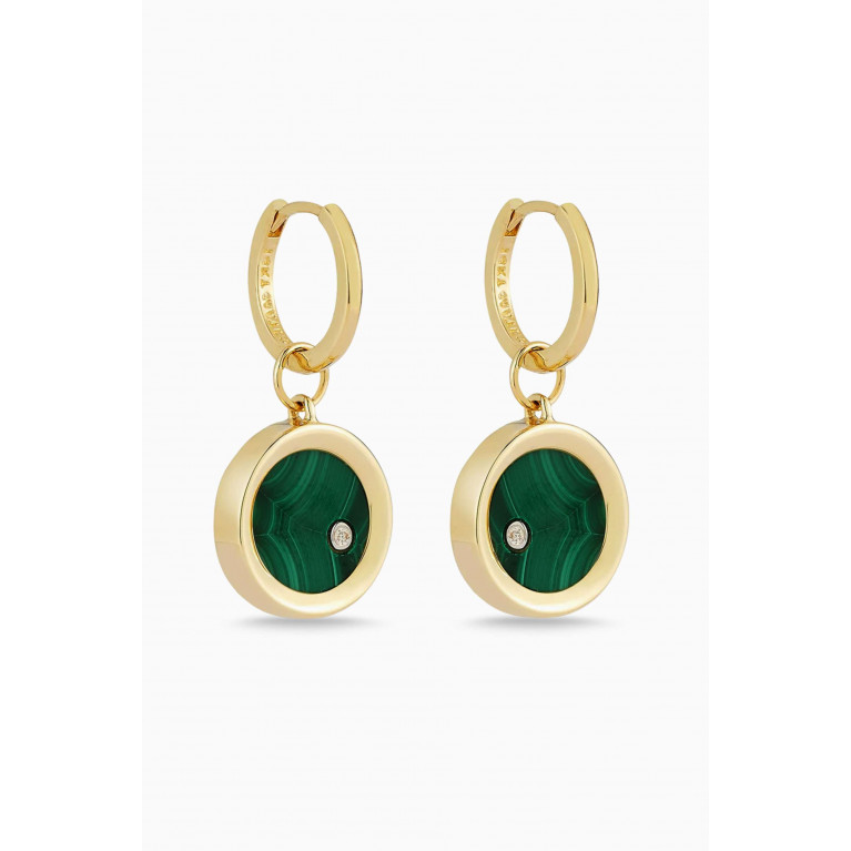 Mateo New York - Malachite Diamond Dot Drop Earrings in 14kt Gold