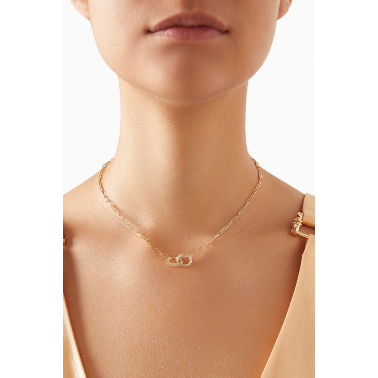 By Adina Eden - Pavé Chain-link Necklace in 14kt Gold-plated Brass