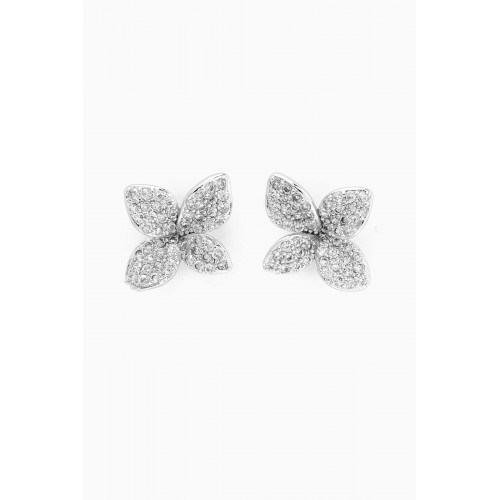 By Adina Eden - Pavé Fancy Flower Stud Earrings in Brass Silver