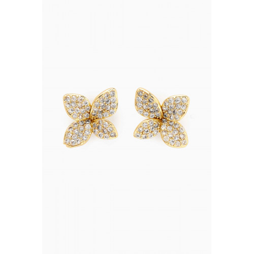 By Adina Eden - Pavé Fancy Flower Stud Earrings in 14kt Gold-platedBrass