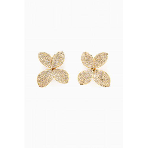 By Adina Eden - Pavé Fancy On The Ear Stud Earrings in 14kt Gold-plated Brass