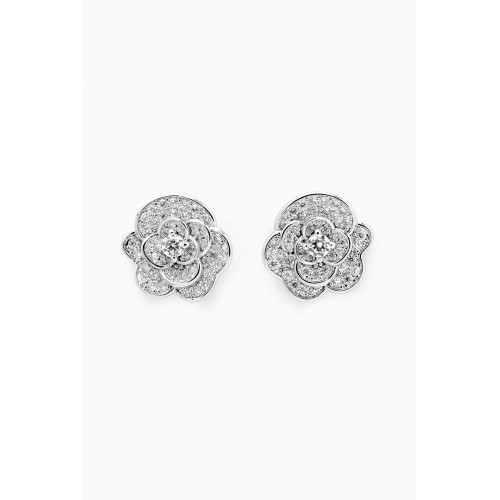 By Adina Eden - Pavé Rose Flower Stud Earrings in Brass Silver