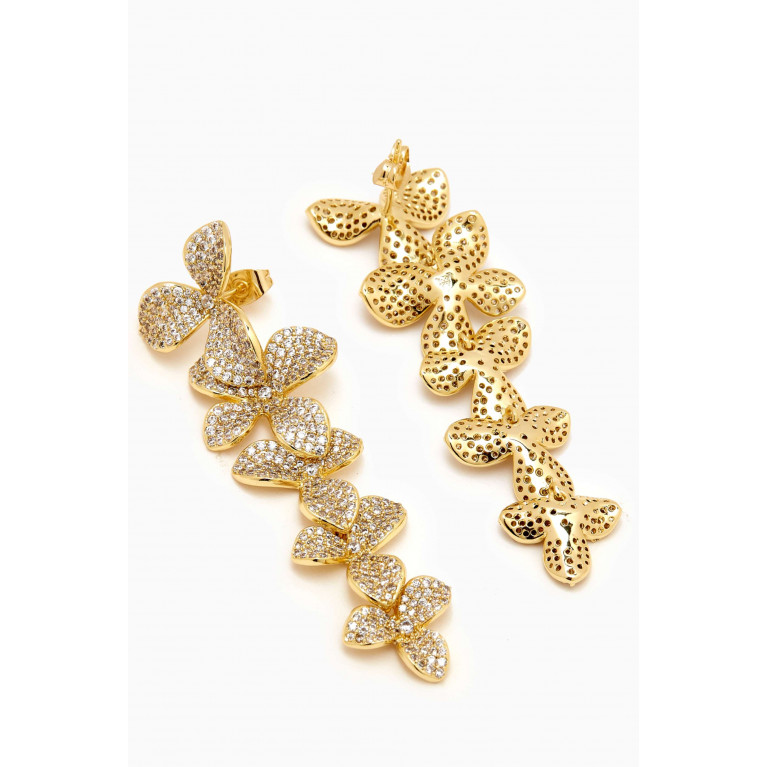 By Adina Eden - Pavé Flower Drop Earrings in 14kt Gold-plated Brass