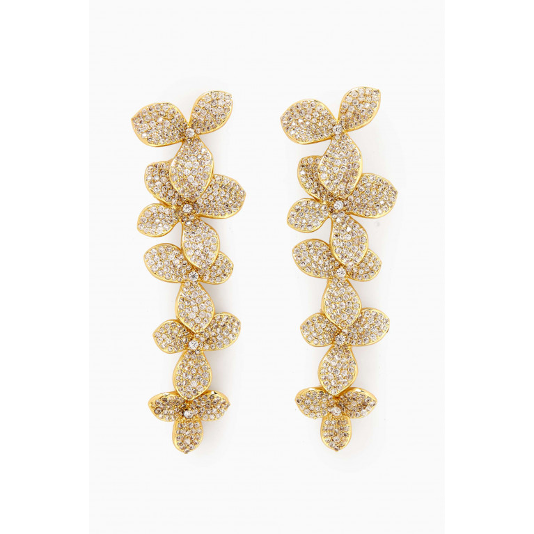 By Adina Eden - Pavé Flower Drop Earrings in 14kt Gold-plated Brass