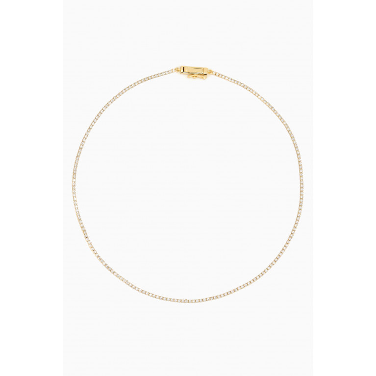 By Adina Eden - Classic Thin Tennis Choker in 14kt Gold-plated Sterling Silver