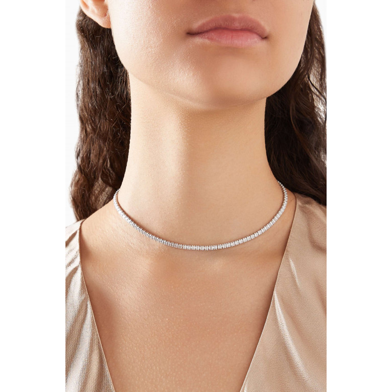 By Adina Eden - Thin Tennis Choker in Sterling Silver Silver