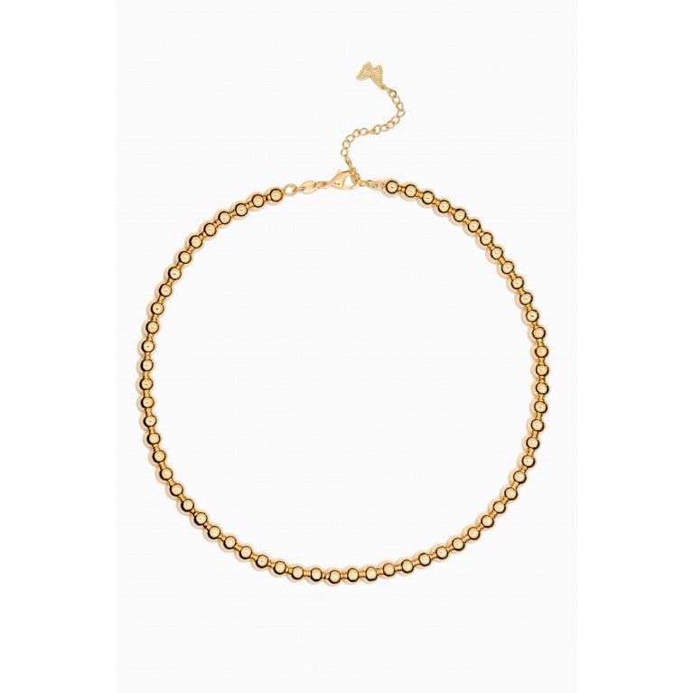 By Adina Eden - Chunky Beaded Ball Necklace in 14kt Gold-plated Brass