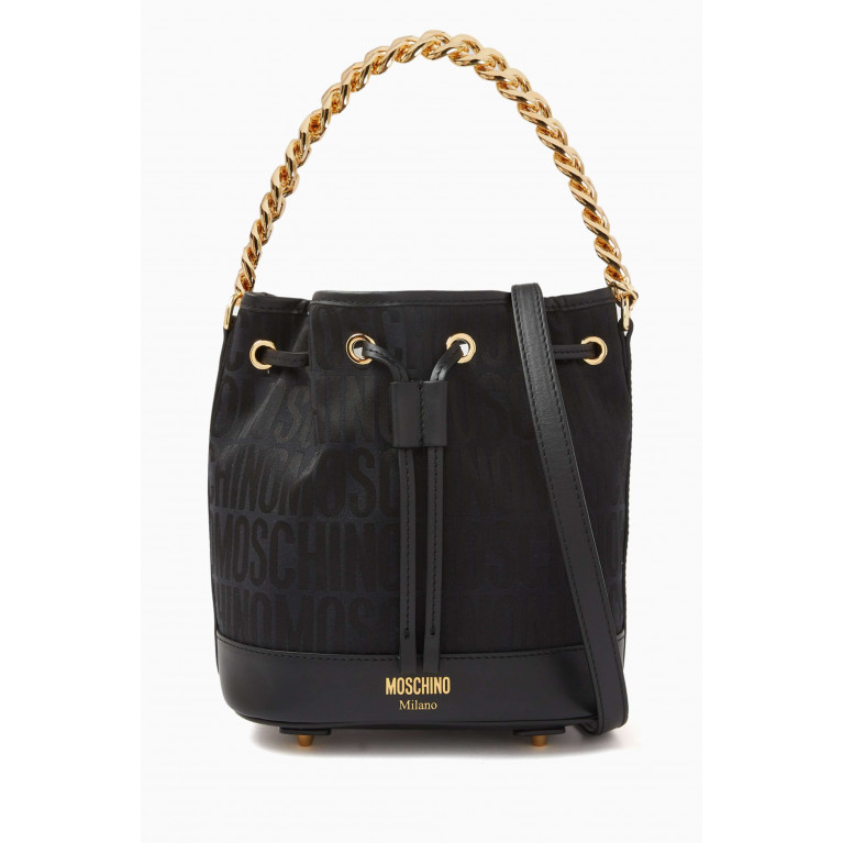 Moschino - Small Bucket Bag in Jacquard Nylon Black