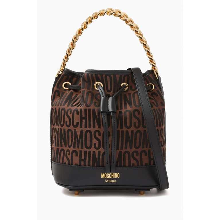 Moschino - Small Bucket Bag in Jacquard Nylon Brown