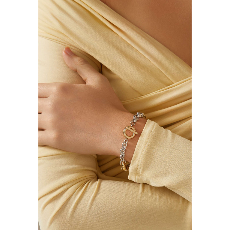 Laura Lombardi - Two Tone Fillia Bracelet in 14kt Gold & Platinum-plated Brass
