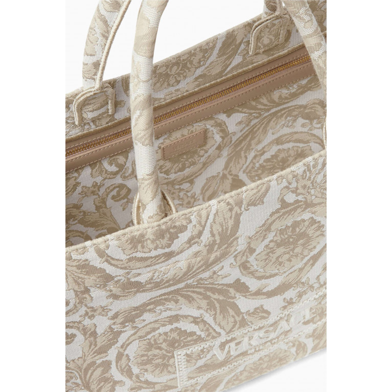 Versace - Large Athena Tote Bag in Barocco Jacquard Canvas