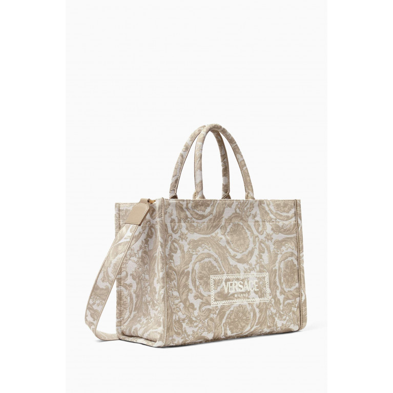 Versace - Large Athena Tote Bag in Barocco Jacquard Canvas