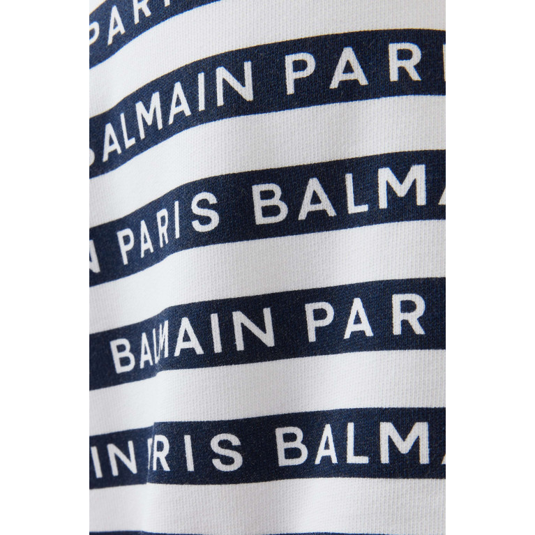 Balmain - Logo Print Striped Dress in Cotton