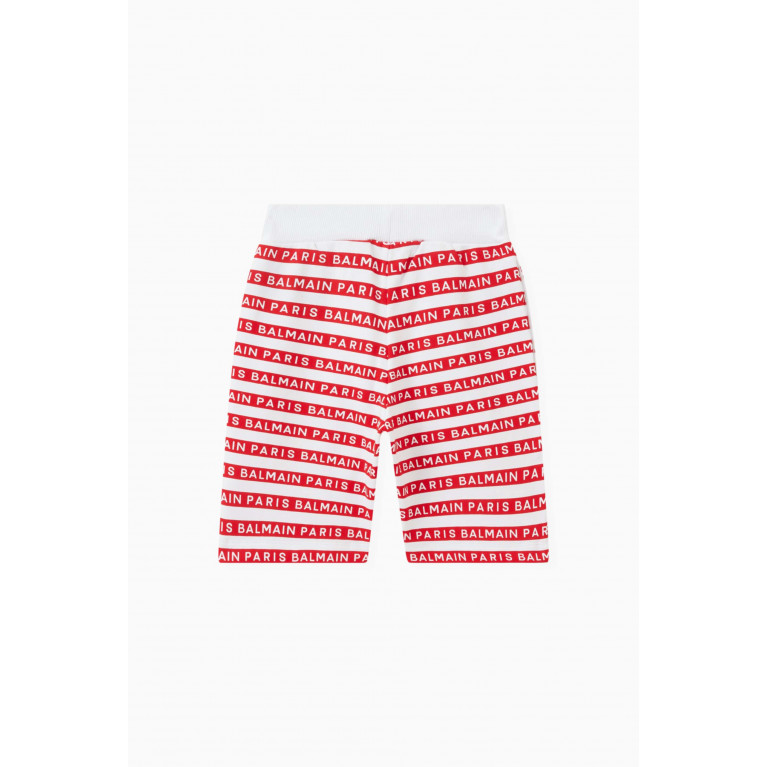 Balmain - Stripe Logo Detail Shorts in Cotton