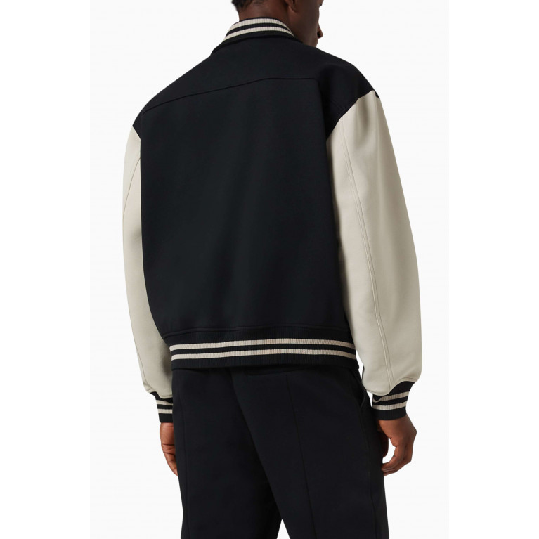 MCM - Essential Logo Patch Varsity Jacket in Stretch Recycled Cotton Blend