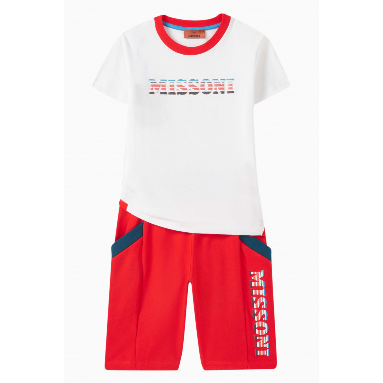 Missoni - Logo Shorts in Cotton Jersey Red