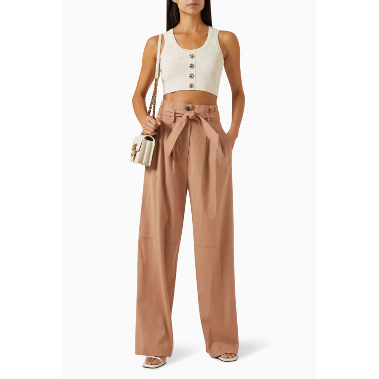 PINKO - Flannel Belted Pants in Stretch-wool