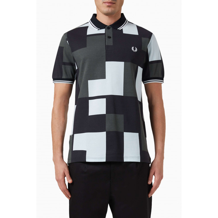 Fred Perry - Pixel-print Logo Polo Shirt in Cotton-piqué