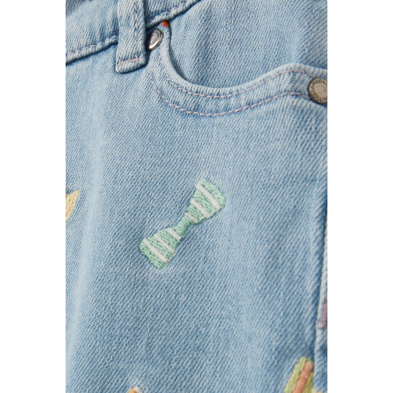 Stella McCartney - Embroidered-motif Denim Shorts