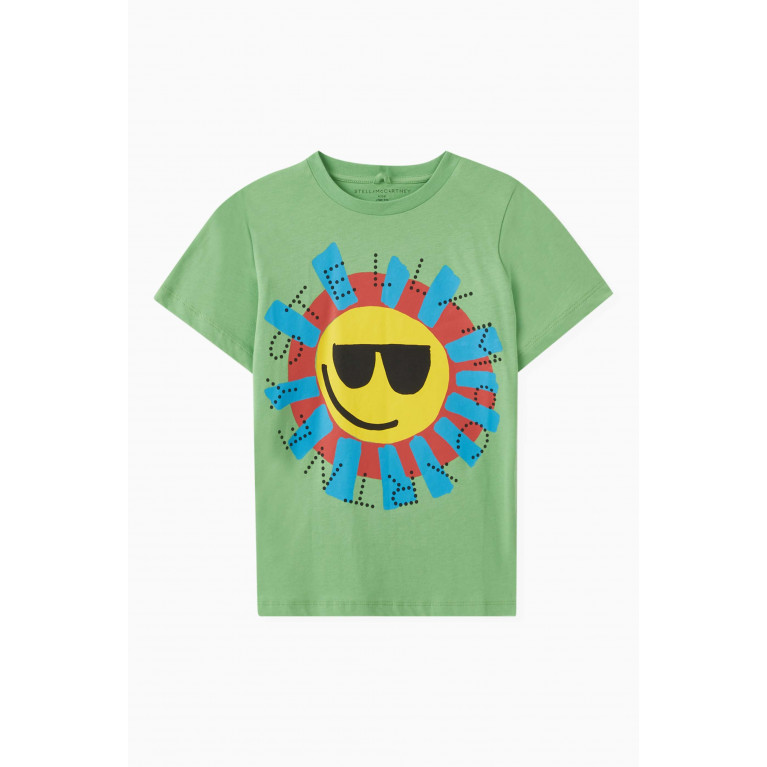 Stella McCartney - Sun Graphic Logo Print T-shirt in Organic Cotton Green