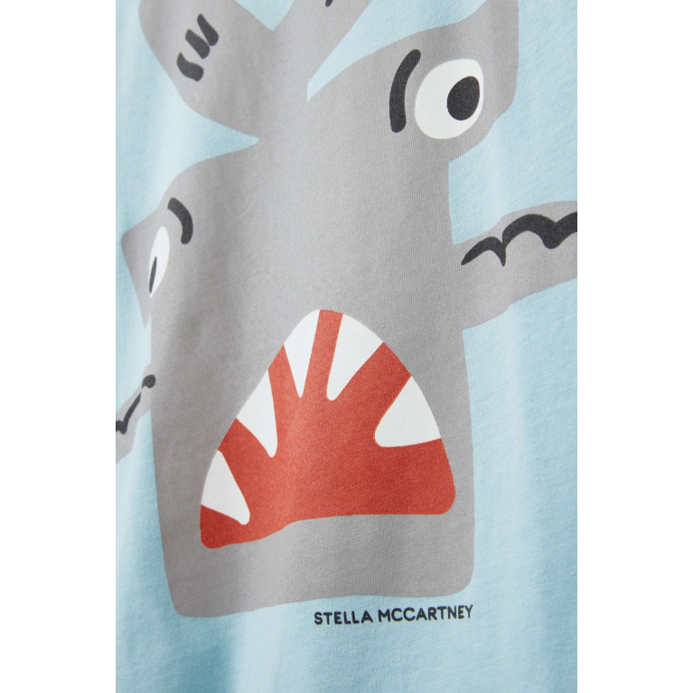 Stella McCartney - Angry Shark T-shirt in Organic Cotton-jersey Blue