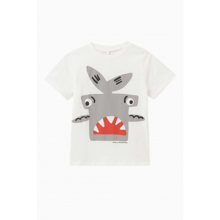 Stella McCartney - Angry Shark T-shirt in Organic Cotton-jersey White
