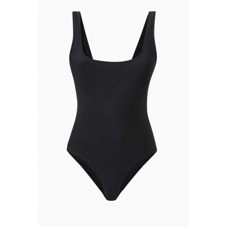 Good American - Modern Tank One-piece Swimsuit in Smooth Fabric Black