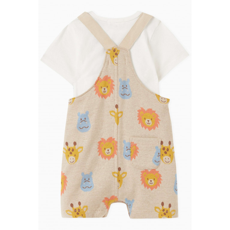 Purebaby - Happy Faces Jacquard Overall Set in Organic Cotton
