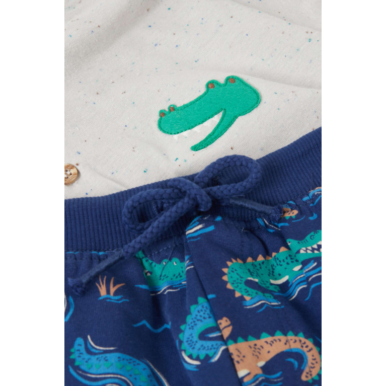 Purebaby - 2-piece Crocodile-print T-shirt & Shorts Set