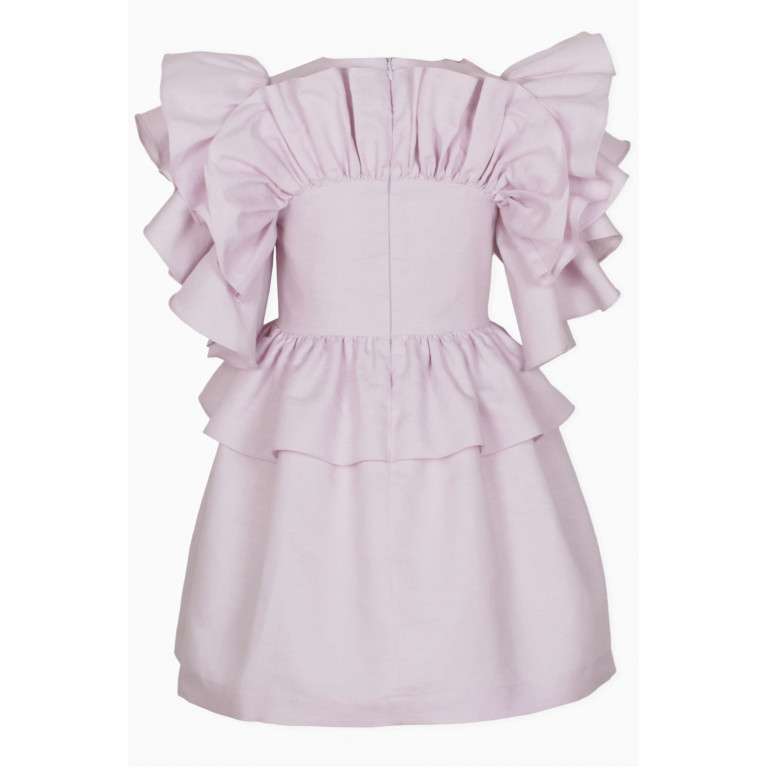 Jessie and James - Peacock Ruffle Dress in Cotton-blend Purple