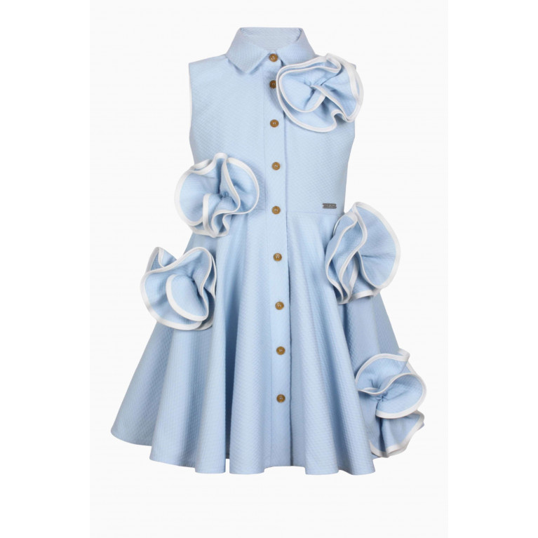 Jessie and James - 3D Flower Dress in Cotton Blue