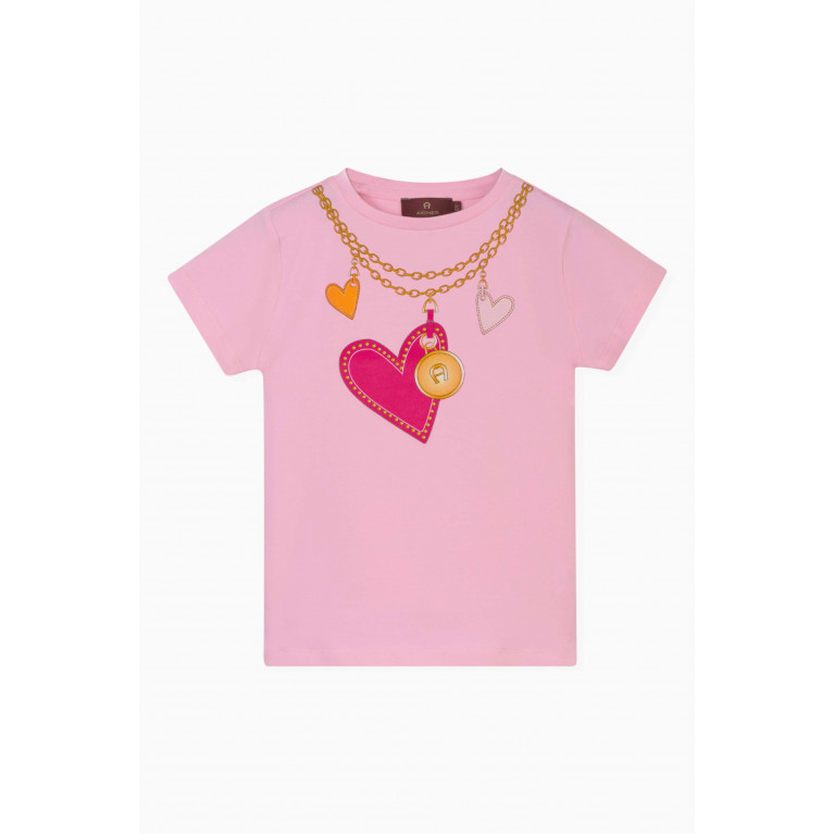 AIGNER - Graphic-print T-shirt in Cotton-jersey Pink