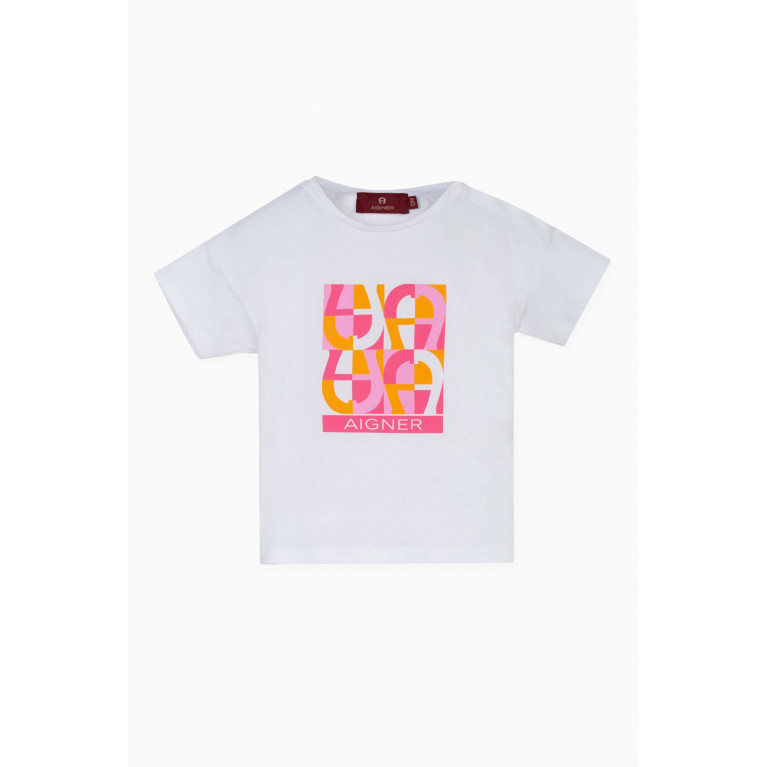 AIGNER - Graphic Logo-print T-shirt in Cotton-jersey Pink