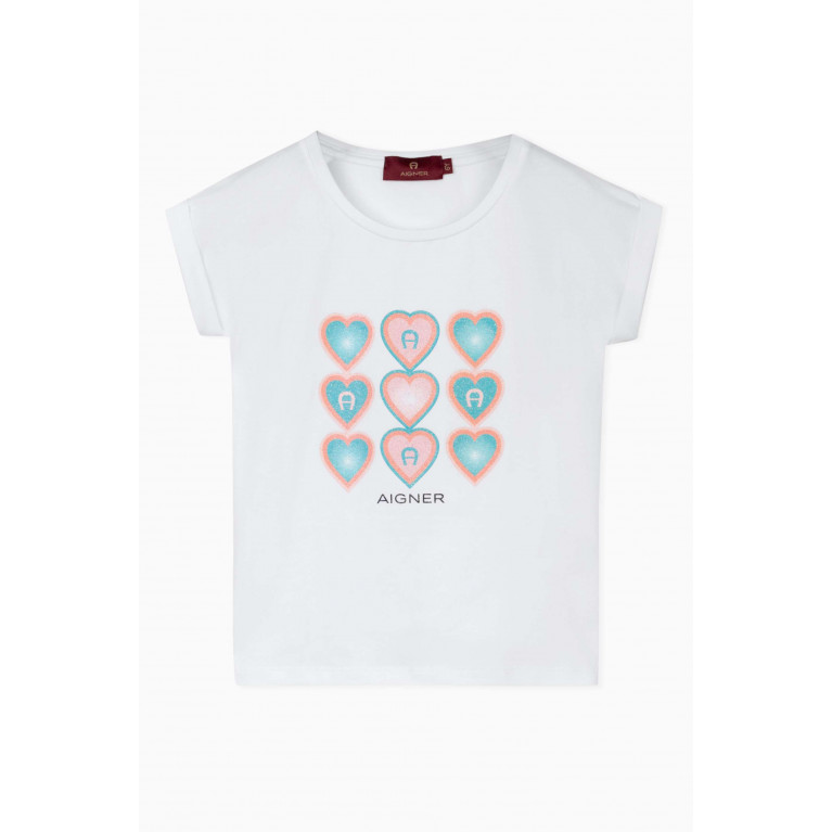 AIGNER - Heart Print T-Shirt in Cotton