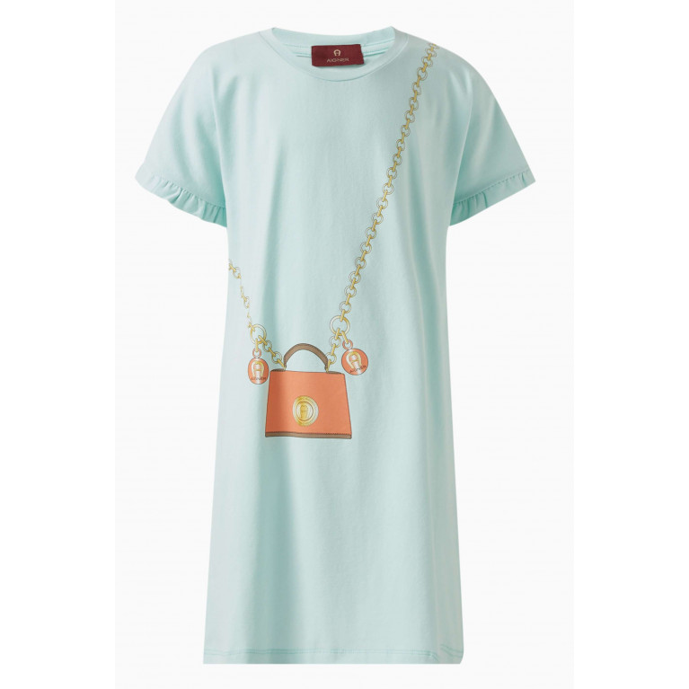 AIGNER - Bag-print Dress in Cotton-jersey Blue