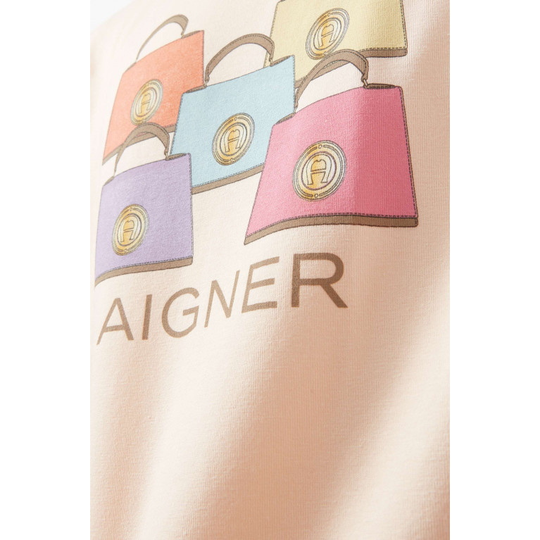AIGNER - Flared-sleeve T-shirt in Cotton-jersey Pink