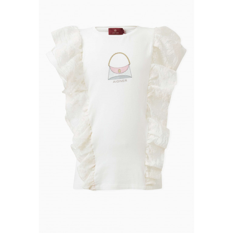 AIGNER - Frill-sleeves Top in Cotton Jersey