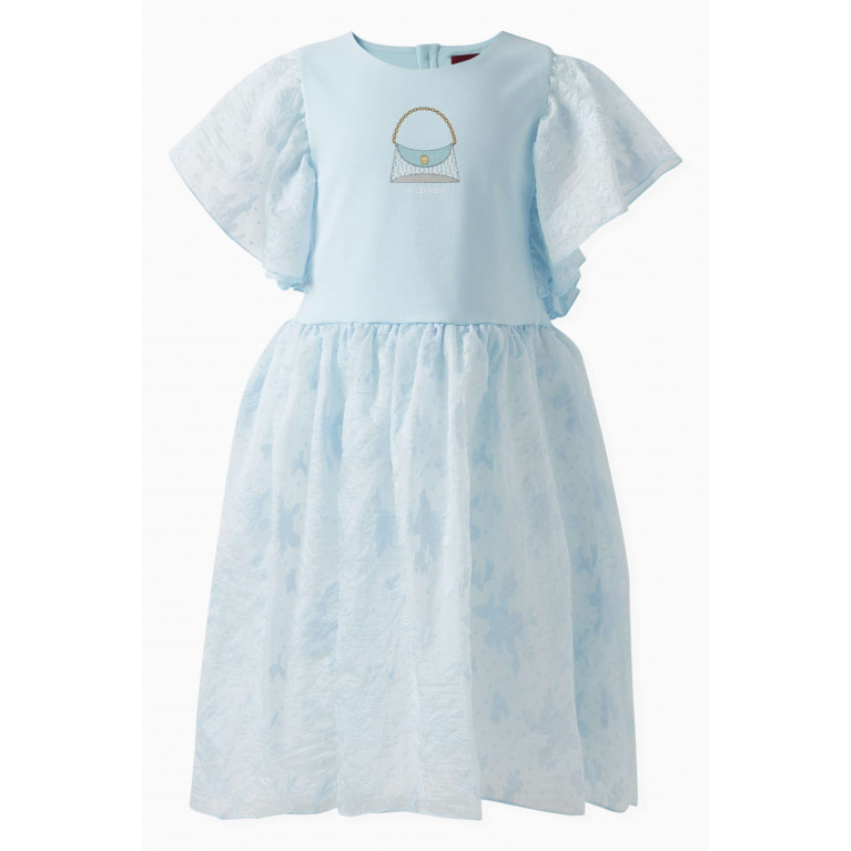 AIGNER - Logo Shimmer Dress in Cotton Jersey Blue