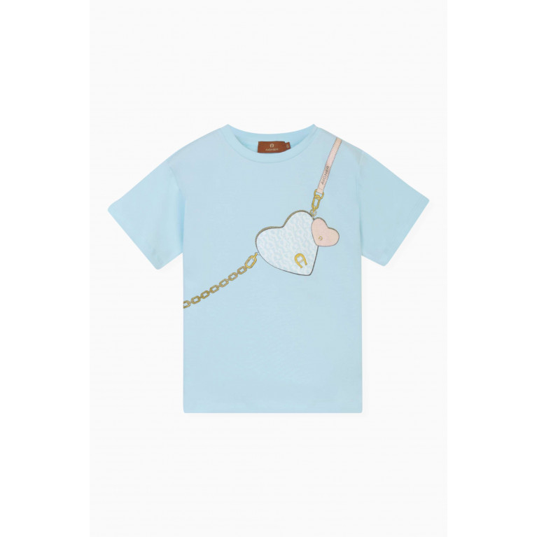AIGNER - Bag-print T-shirt in Cotton-jersey Blue