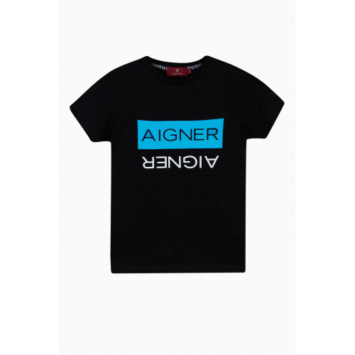AIGNER - Logo Print T-Shirt in Cotton Black