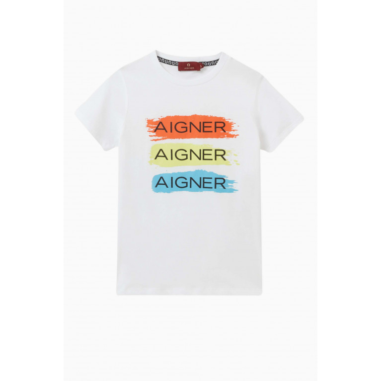 AIGNER - Logo Print T-Shirt in Cotton White