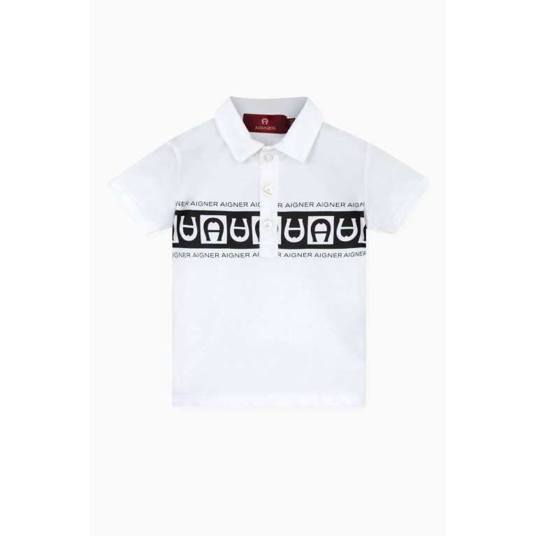 AIGNER - Logo-print Polo Shirt in Cotton White