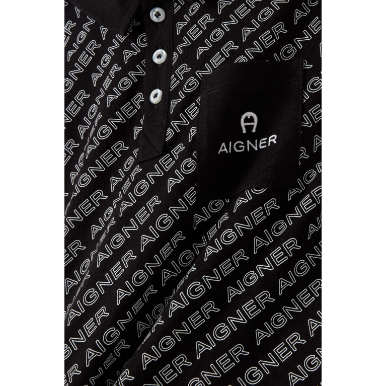 AIGNER - Logo Polo Shirt in Cotton Black