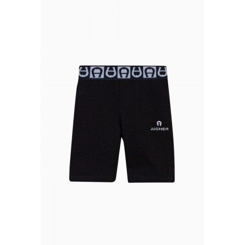 AIGNER - Logo Shorts in Cotton Black