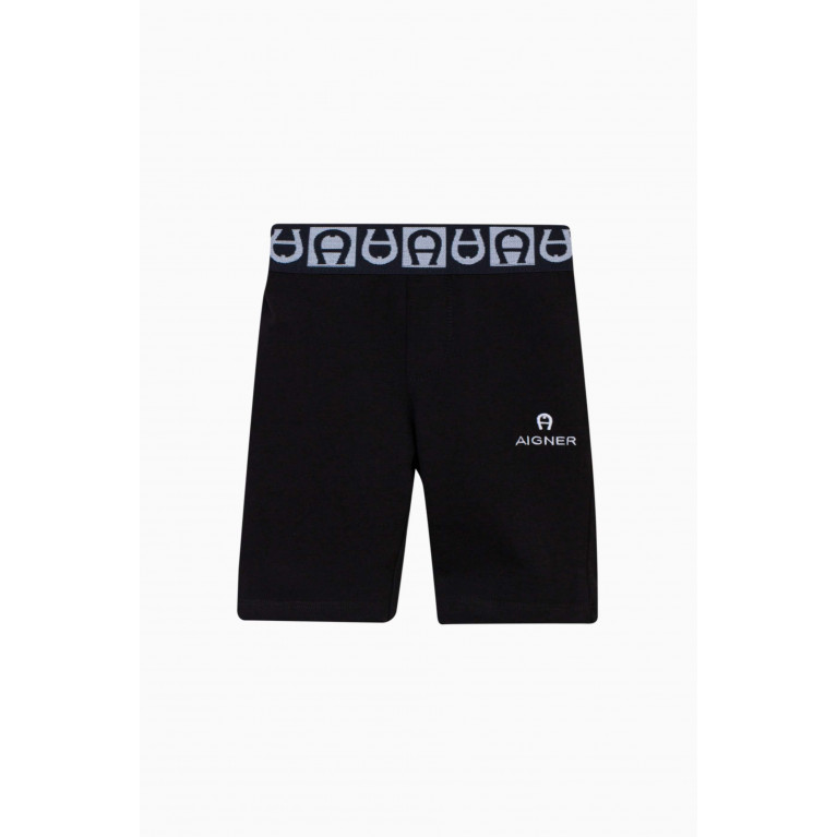 AIGNER - Logo Shorts in Cotton Black