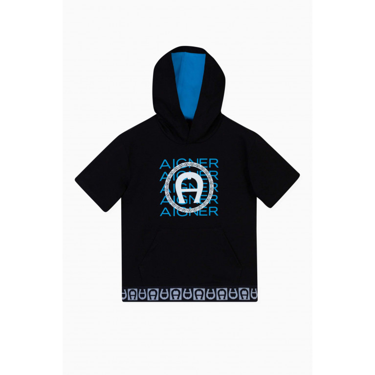 AIGNER - Logo Hooded Sweatshirt in Cotton Black