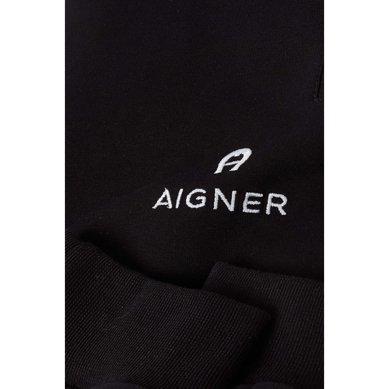AIGNER - Logo Print Trousers in Cotton Black