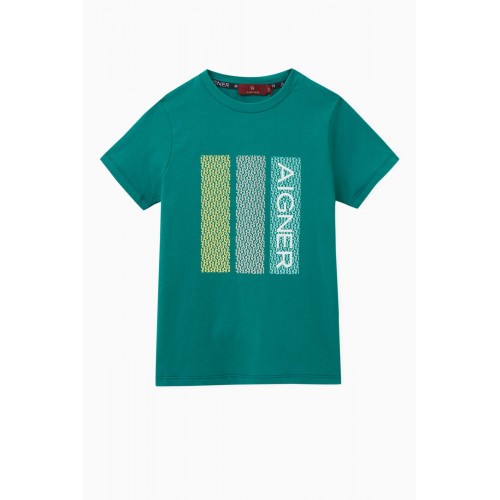 AIGNER - Logo T-Shirt in Cotton Green