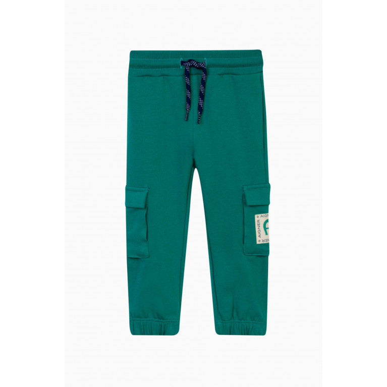 AIGNER - Logo Trousers in Cotton Green